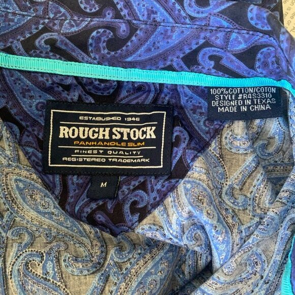 Panhandle Rough Stock Men's Medium Slim Pasiley Long Sleeve Snap Shirt - Picture 8 of 10